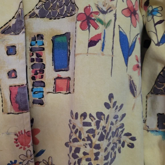 Chico's Yellow Jacket with Floral and House Print - Picture 2 of 8